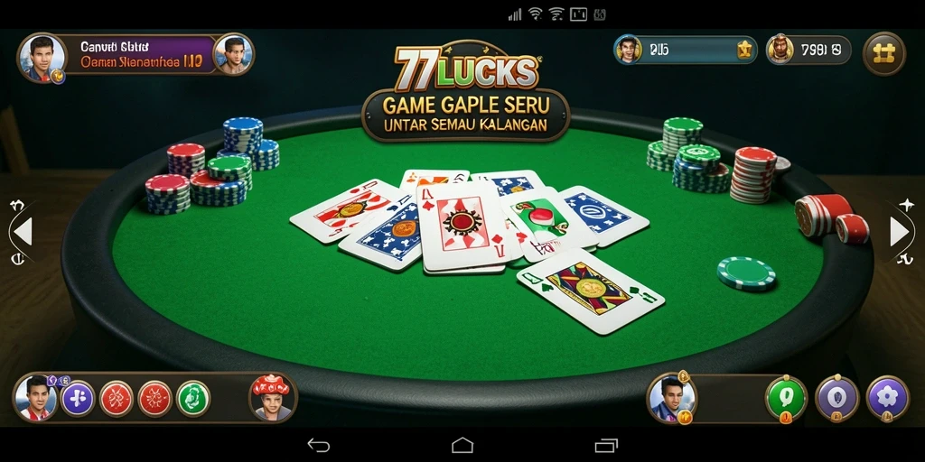 Tampilan seru gameplay Gaple di 77LUCKS.