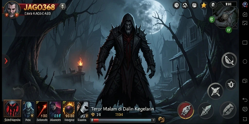 Menampilkan gameplay mencekam di kegelapan malam.