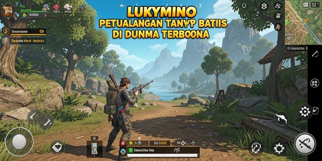 Screenshot gameplay LUKYMINO yang menampilkan dunia terbuka yang menakjubkan.