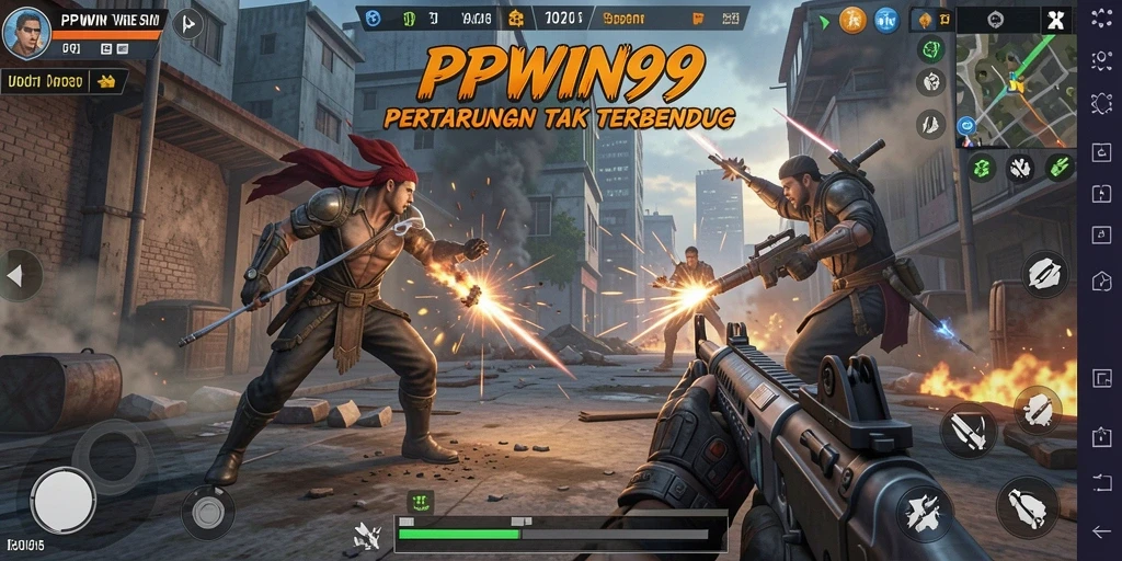 Tangkapan layar PPWIN99 menampilkan aksi intens dalam gameplay FPS.