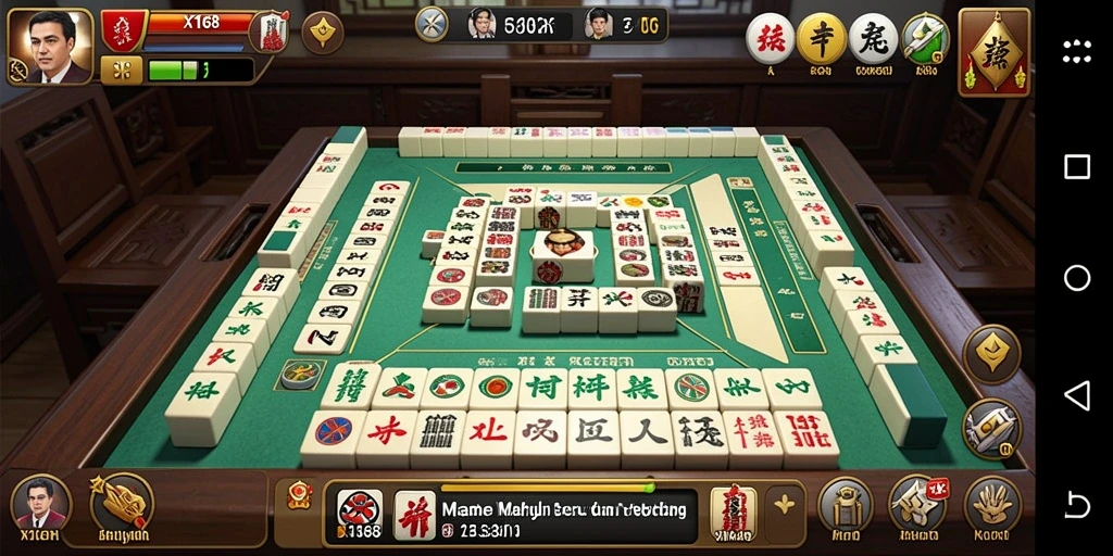 Tangkapan layar gameplay X168 dengan tampilan ubin Mahjong yang menarik.